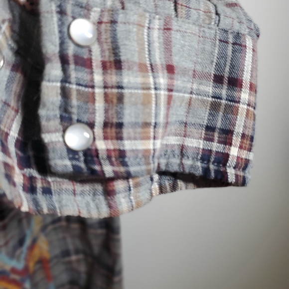 Johnny Was 3J Workshop Flannel Embroidered Tunic With Pearl Snap Buttons Size S - Picture 7 of 16